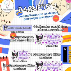 Etiquetas escolares paquete 1